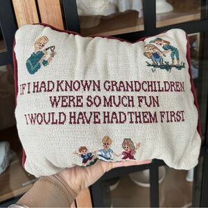 Vintage Grandchildren needlepoint pillow funny grandmother grandparents accent